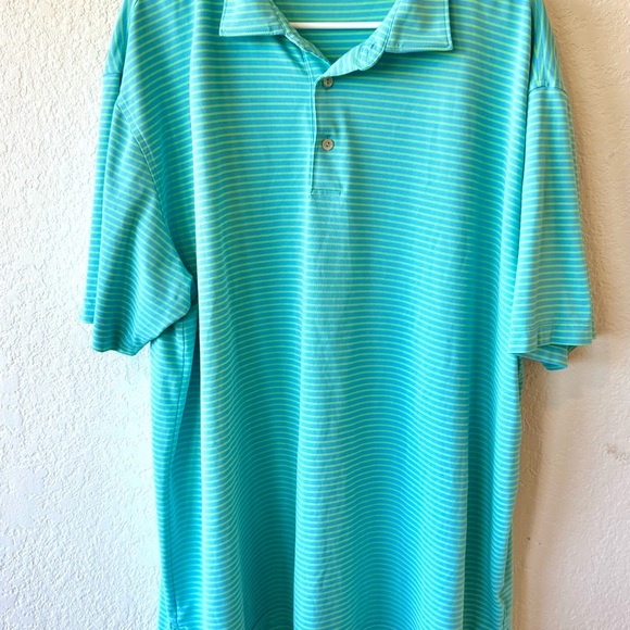 Peter Millar Summer Comfort Light Blue Striped Polo Shirt Sz 2XL - Picture 2 of 5